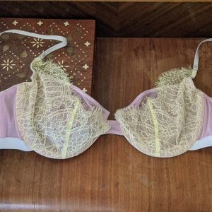 NWOT DORA LARSON pink and yellow un-lined bra